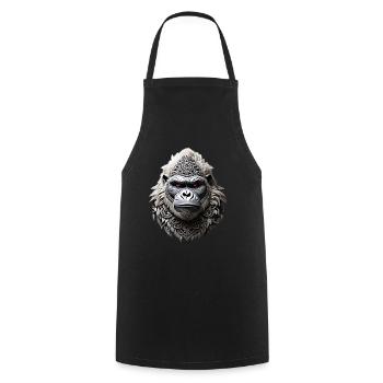 Gorilla Head Tribal White Gorilla Tattoo - Cooking Apron - black - Front - AI Model Male 185 dark (185cm)