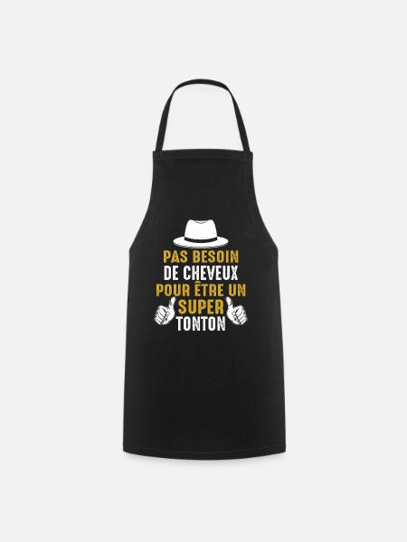 Tonton Chauve Cadeau Humour Citation Drôle 2024 - Tablier de cuisine - noir