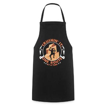 Crushin' it, one route at a time - Cooking Apron - black - Front - AI Model Male 185 dark (185cm)