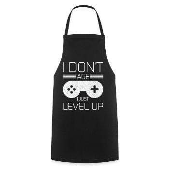 Ich altere nicht, ich levele nur Gaming-Shirt auf - Kochschürze - Schwarz - Vorne - AI Model Male 185 dark (185cm)