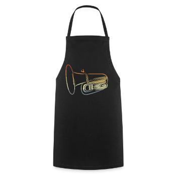 Dessin de Tuba Vintage - Tablier de cuisine - noir - Devant - AI Model Male 185 dark (185cm)