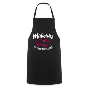 Nurse Midwife Birth Worker Pun - Cooking Apron - black - Front - AI Model Male 185 dark (185cm)