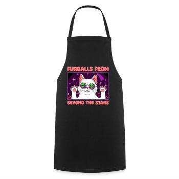 Chat Alien, OVNI, UAP, Espace, Objet volant de l’espace - Tablier de cuisine - noir - Devant - AI Model Male 185 dark (185cm)