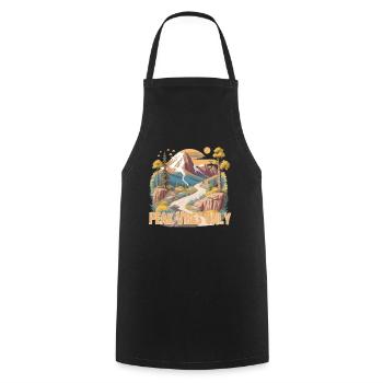 Hiking, Mountains - Cooking Apron - black - Front - AI Model Male 185 dark (185cm)