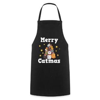 Merry Catmas Katzen Weihnachten Weihnachtsbaum - Kochschürze - Schwarz - Vorne - AI Model Male 185 dark (185cm)