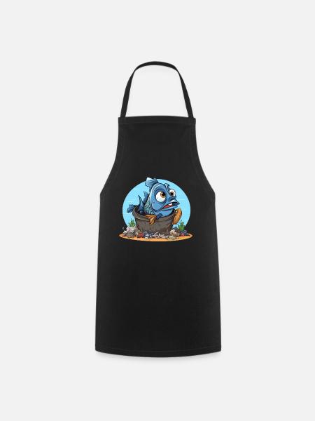 Verzweifelter Fisch Umweltverschmutzung Shirt - Kochschürze - Schwarz