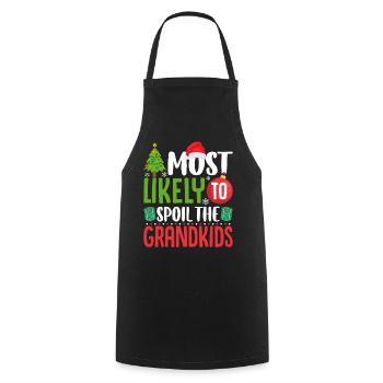 Le plus susceptible de gâter les petits-enfants drôle - Tablier de cuisine - noir - Devant - AI Model Male 185 dark (185cm)