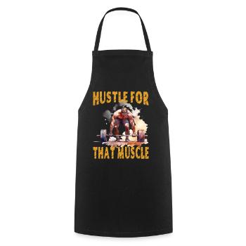 Se démener pour ce muscle - Tablier de cuisine - noir - Devant - AI Model Male 185 dark (185cm)