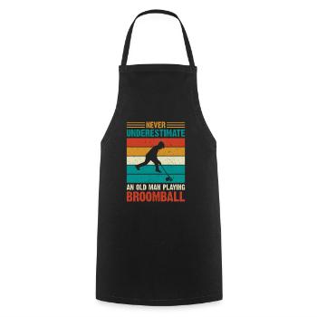 Broomball Grand-père Joueur de ballon-balai - Tablier de cuisine - noir - Devant - AI Model Male 185 dark (185cm)