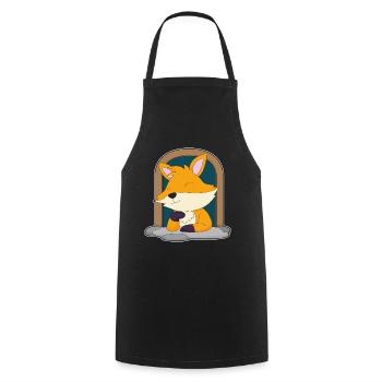 Cute Fox - Cooking Apron - black - Front - AI Model Male 185 dark (185cm)