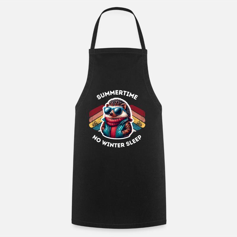 Hedgehog in summer with sunglasses - Cooking Apron - black