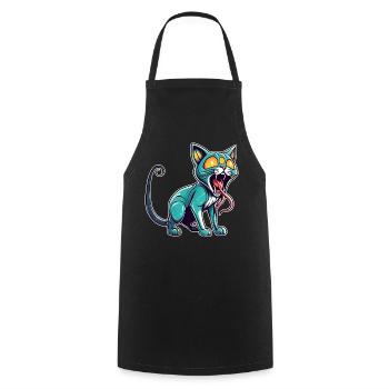 Chat extraterrestre cool avec trois yeux - Tablier de cuisine - noir - Devant - AI Model Male 185 dark (185cm)
