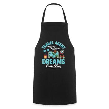 Réaliser ses rêves de vacances - Agence de voyage - Tablier de cuisine - noir - Devant - AI Model Male 185 dark (185cm)