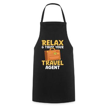 Relax & Trust Your Reisebüro - Kochschürze - Schwarz - Vorne - AI Model Male 185 dark (185cm)