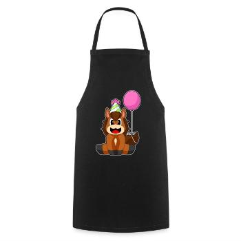 Horse Birthday Balloon - Cooking Apron - black - Front - AI Model Male 185 dark (185cm)