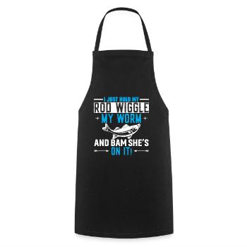 I'm just holding my rod, wiggling the worm and - Cooking Apron - black - Front - AI Model Male 185 dark (185cm)