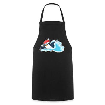 Pingouin Noël baignade - Tablier de cuisine - noir - Devant - AI Model Male 185 dark (185cm)