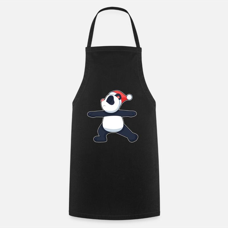 Yoga de Noël Panda - Tablier de cuisine - noir