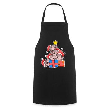 Squirrel Christmas Tree Christmas - Cooking Apron - black - Front - AI Model Male 185 dark (185cm)
