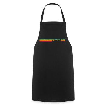 Retro Skyline Sunset Silhouette - Cooking Apron - black - Front - AI Model Male 185 dark (185cm)