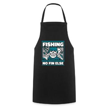 Fishing No Fin Else Hochseeangler Fliegenfischer - Kochschürze - Schwarz - Vorne - AI Model Male 185 dark (185cm)