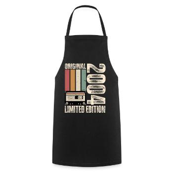 20ème Anniversaire 2004 Vintage Rétro Vintage - Tablier de cuisine - noir - Devant - AI Model Male 185 dark (185cm)