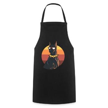 Cooler Dobermann Polizeibeamter - Kochschürze - Schwarz - Vorne - AI Model Male 185 dark (185cm)
