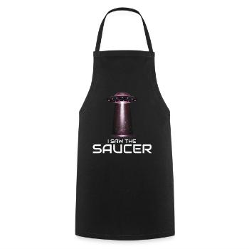 Alien, UFO, UAP, Space, Space Flying Object - Cooking Apron - black - Front - AI Model Male 185 dark (185cm)