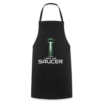 Alien, OVNI, UAP, Espace, Objet volant de l’espace - Tablier de cuisine - noir - Devant - AI Model Male 185 dark (185cm)