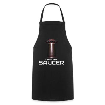 Alien, UFO, UAP, Space, Space Flying Object - Cooking Apron - black - Front - AI Model Male 185 dark (185cm)