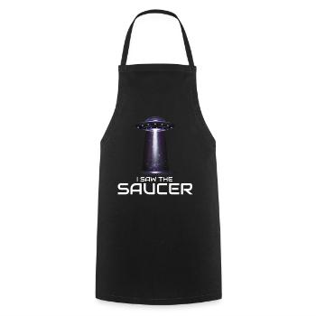 Alien, OVNI, UAP, Espace, Objet volant de l’espace - Tablier de cuisine - noir - Devant - AI Model Male 185 dark (185cm)