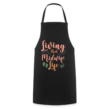 Nurse Midwife Birth Worker Living - Cooking Apron - black - Front - AI Model Male 185 dark (185cm)