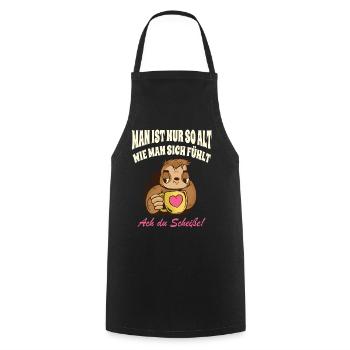 Lustige Rentner Sprüche Faultier Kaffee Herz - Kochschürze - Schwarz - Vorne - AI Model Male 185 dark (185cm)
