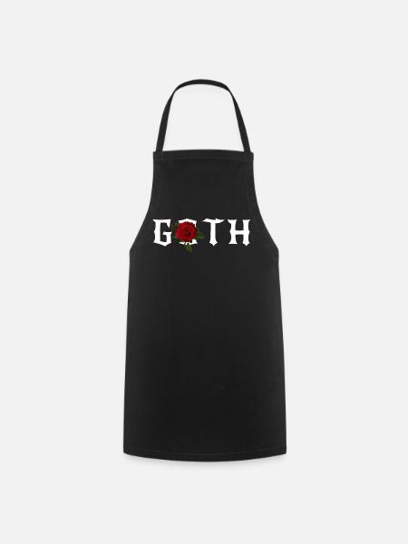 Gothic, Gothic-Thema mit roter Rose - Kochschürze - Schwarz