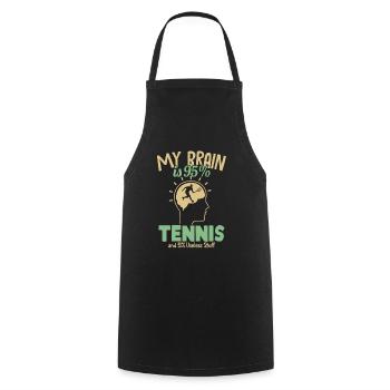 My Brain is 95% Tennis Tennisspieler - Kochschürze - Schwarz - Vorne - AI Model Male 185 dark (185cm)
