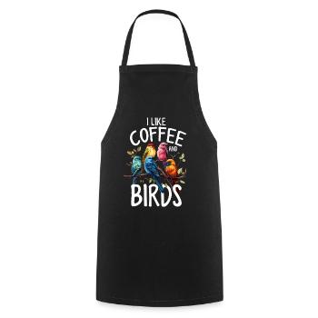 I Like Birds and Coffee Funny Bird Watching - Cooking Apron - black - Front - AI Model Male 185 dark (185cm)