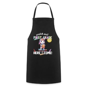 Licorne mignonne premier jour d’école école de skateboard - Tablier de cuisine - noir - Devant - AI Model Male 185 dark (185cm)