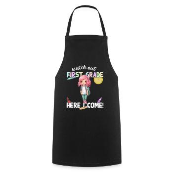 Funny Elementary School Girl School Enrollment Saying - Cooking Apron - black - Front - AI Model Male 185 dark (185cm)