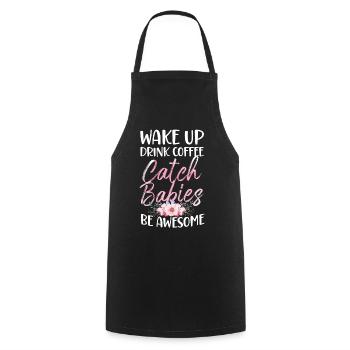 LD Labour And Delivery Nurse - Cooking Apron - black - Front - AI Model Male 185 dark (185cm)