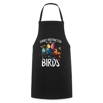 Easily Distracted By Birds Funny Birding Bird - Cooking Apron - black - Front - AI Model Male 185 dark (185cm)
