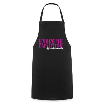 Extreme Babysitting Proud - Surrogate Mother - Cooking Apron - black - Front - AI Model Male 185 dark (185cm)