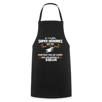 Héroïnes non capes illustrées - Tablier de cuisine - noir - Devant - AI Model Male 185 dark (185cm)