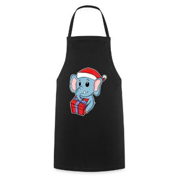 Éléphant avec chapeau de Noël - Tablier de cuisine - noir - Devant - AI Model Male 185 dark (185cm)