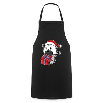 Lémurien avec le chapeau de Père Noël - Tablier de cuisine - noir - Devant - AI Model Male 185 dark (185cm)
