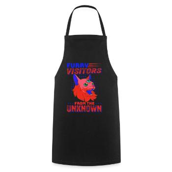 Chat Alien, OVNI, UAP, Espace, Objet volant de l’espace - Tablier de cuisine - noir - Devant - AI Model Male 185 dark (185cm)