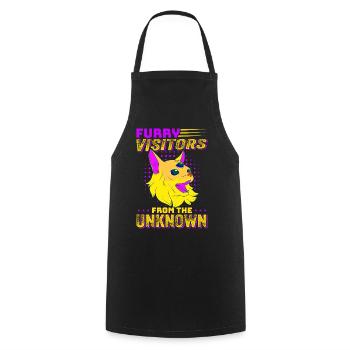 Chat Alien, OVNI, UAP, Espace, Objet volant de l’espace - Tablier de cuisine - noir - Devant - AI Model Male 185 dark (185cm)