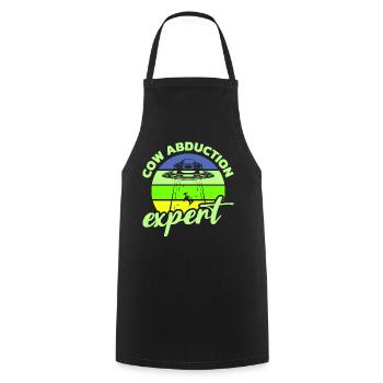 Alien, UFO, UAP, Space, Space Flying Object - Cooking Apron - black - Front - AI Model Male 185 dark (185cm)