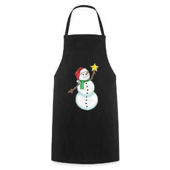 Snowman Christmas Poinsettia - Cooking Apron - black - Front - AI Model Male 185 dark (185cm)