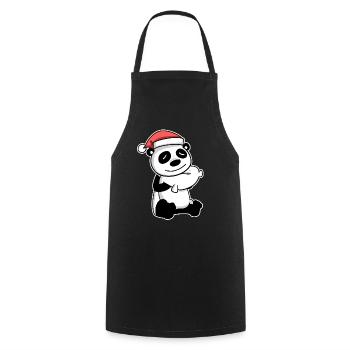 Panda Cute Tired Christmas - Cooking Apron - black - Front - AI Model Male 185 dark (185cm)