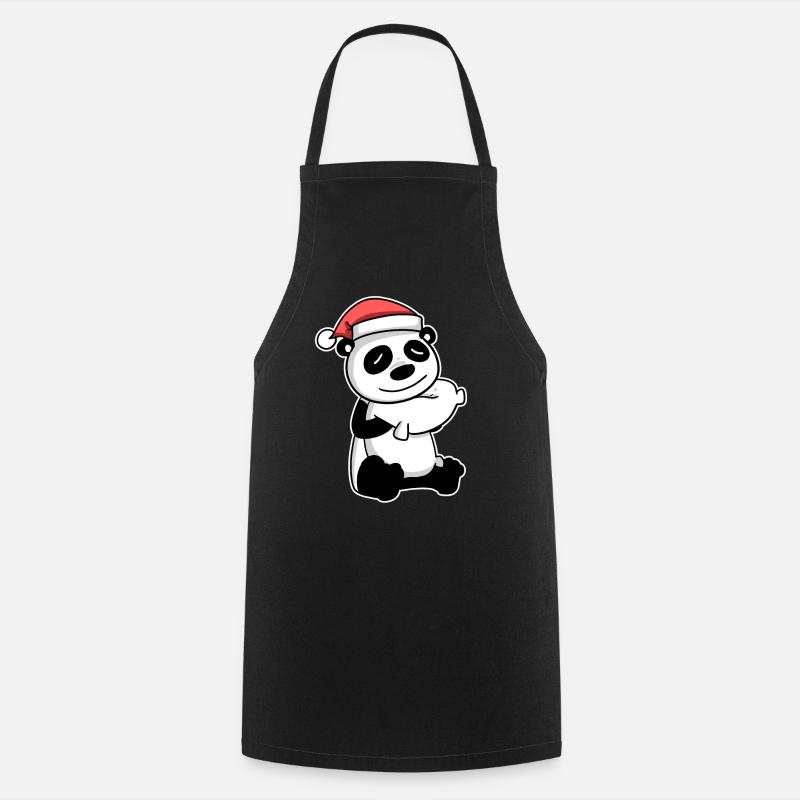 Panda Niedlich Müde Weihnachten - Kochschürze - Schwarz